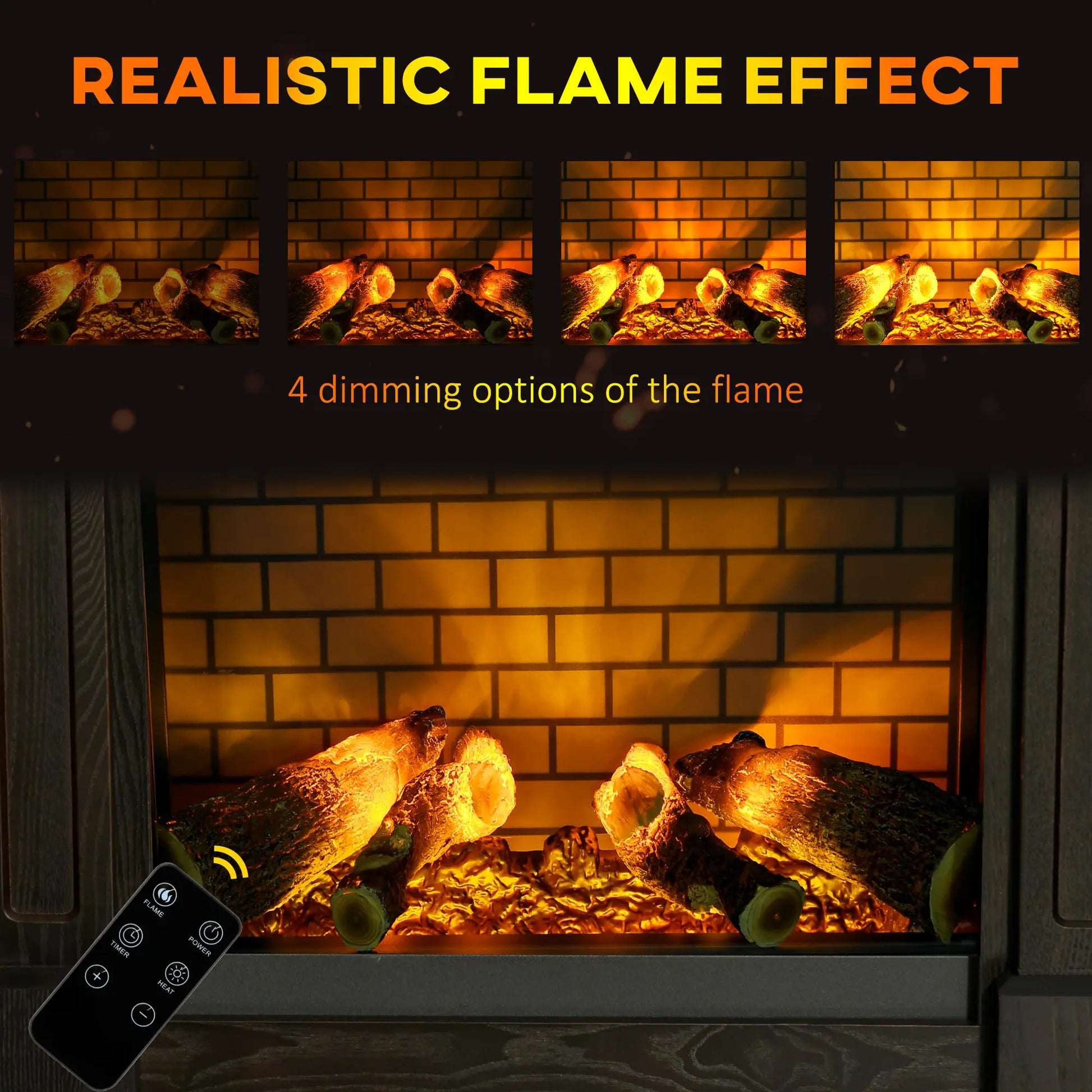 Electric Fireplace With Mantel, Freestanding Heater, 700W/1400W, Brown Electric Fireplaces at Gallery Canada