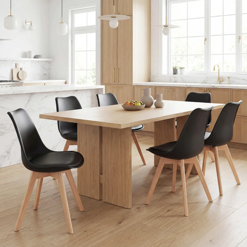 Modern Dining Table Chairs Set Of 6, Rubber Wood Kitchen Table Chairs