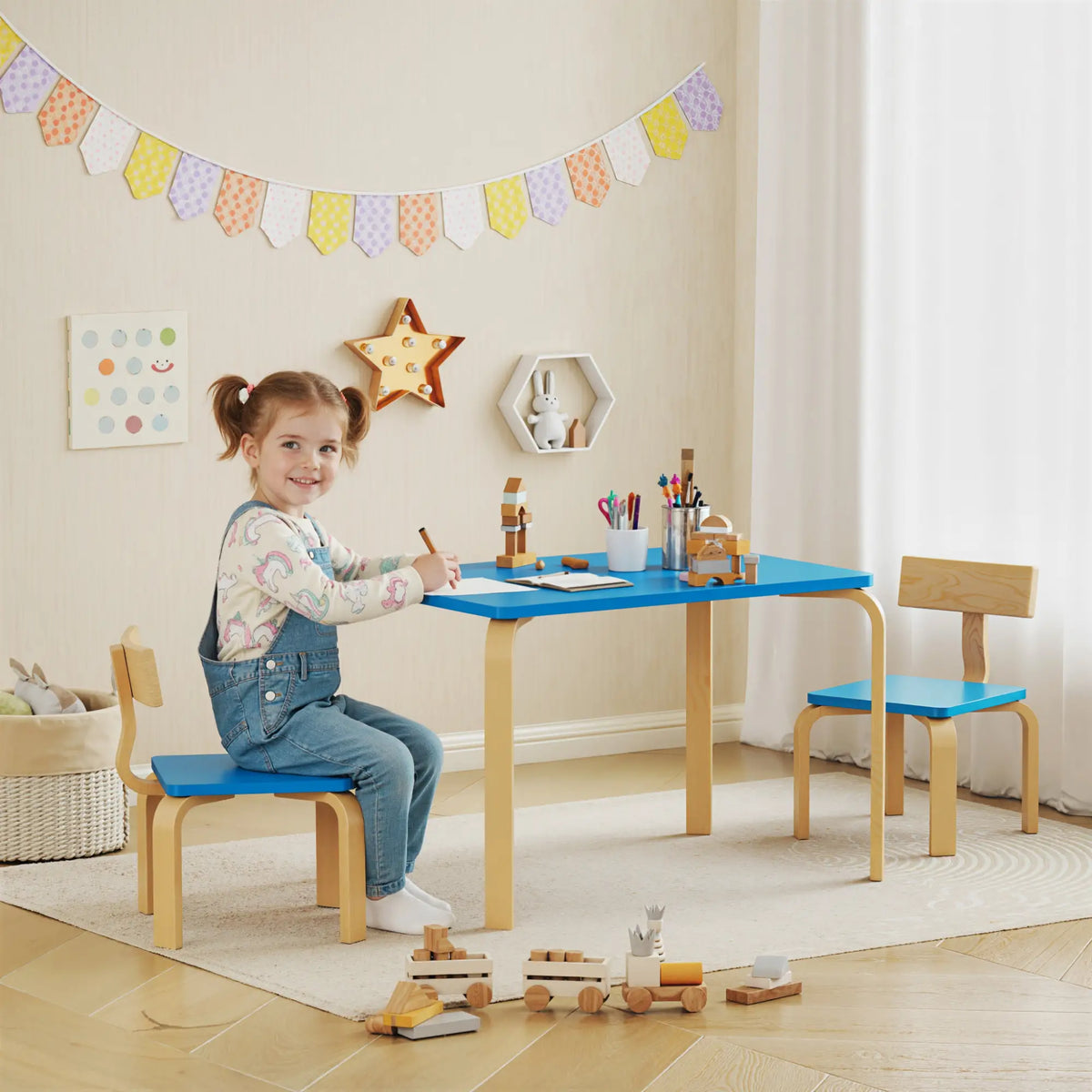 Kids Table And 2 Chair Set, Multi-Activity Furniture, Blue Kids Table Sets at Gallery Canada