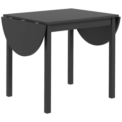 Table de cuisine à abattant en bois massif, Table à manger pliante, Noir