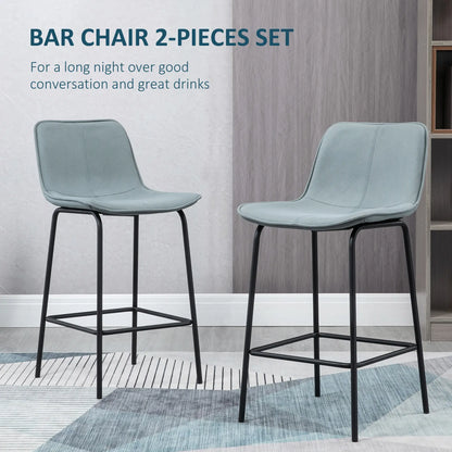 Bar Stools Set of 2, Upholstered Counter Height Bar Chairs, Kitchen Stools with Steel Legs Bar Stools at Gallery Canada