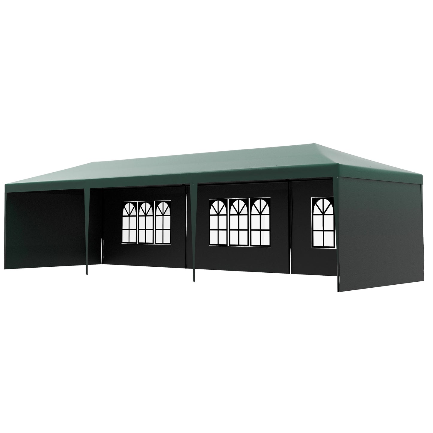 10' x 29' Canopy Tent, Party Tent with Sidewalls, Large Windows, Green Canopy Tents Green at Gallery Canada