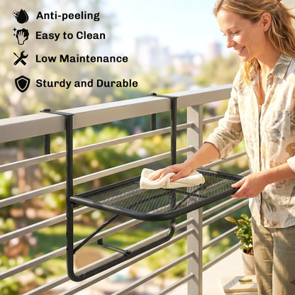 Adjustable Balcony Hanging Table, Metal Wall Desk, Outdoor Flower Stand, Black Balcony Table Hanging at Gallery Canada