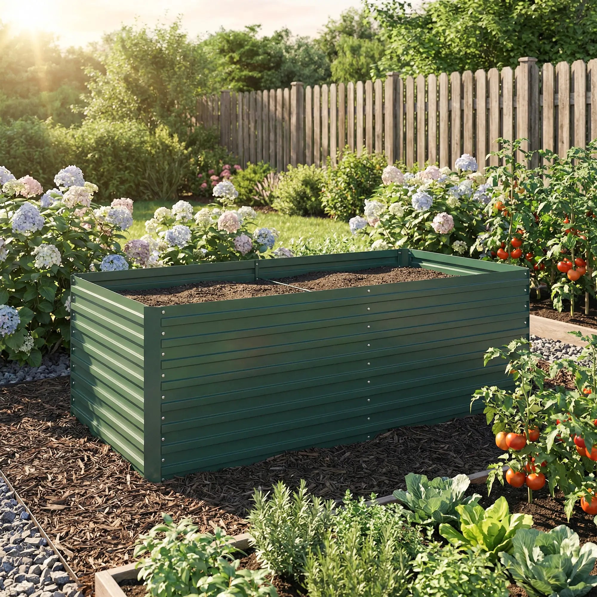 Set Of 2 Galvanised Raised Garden Bed, 6 x 3 x 2 ft, Green Galvanized Planter Boxes at Gallery Canada