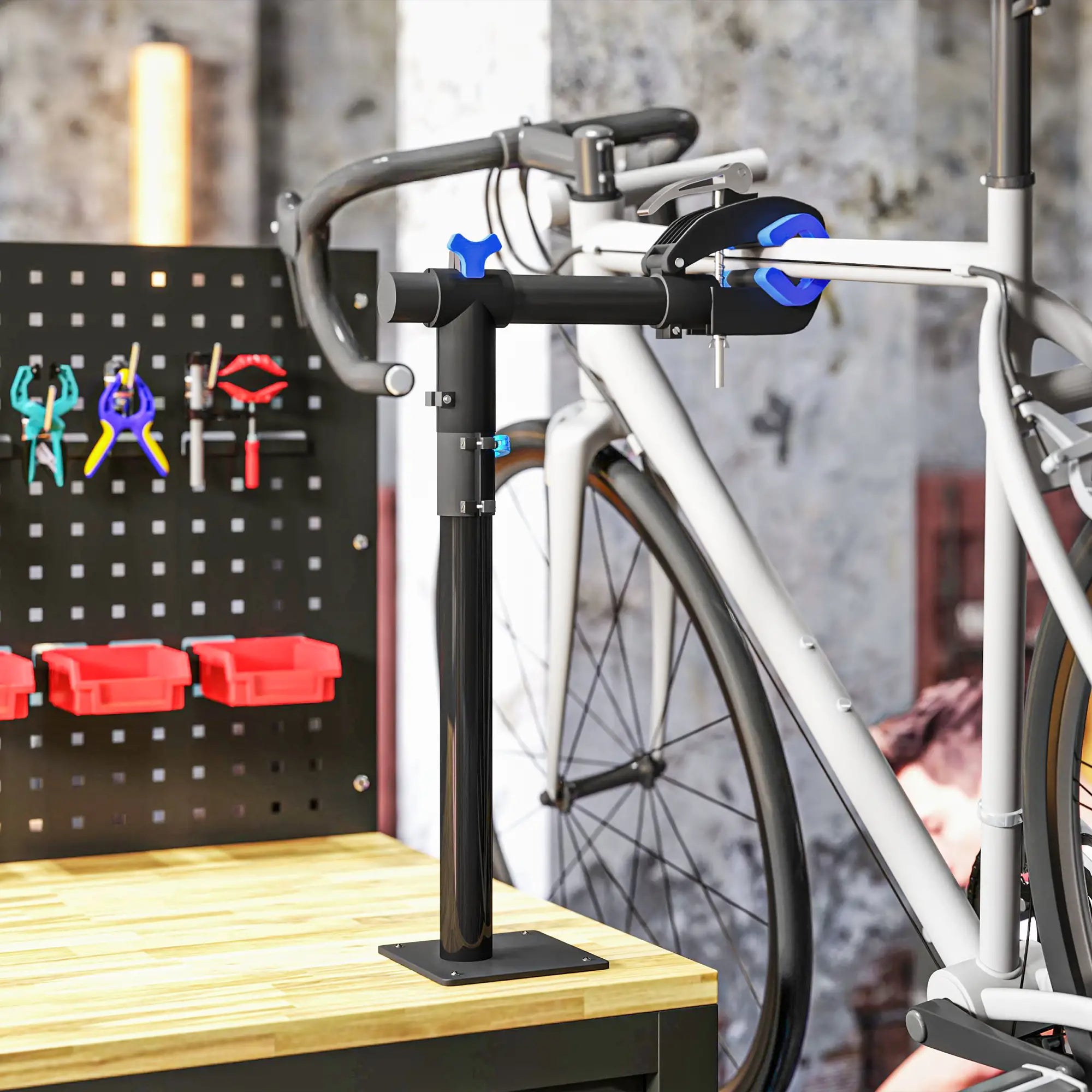 Bicycle Repair Stand, Wall Mount Rack with Adjustable Clamp Bike Repair Stands at Gallery Canada