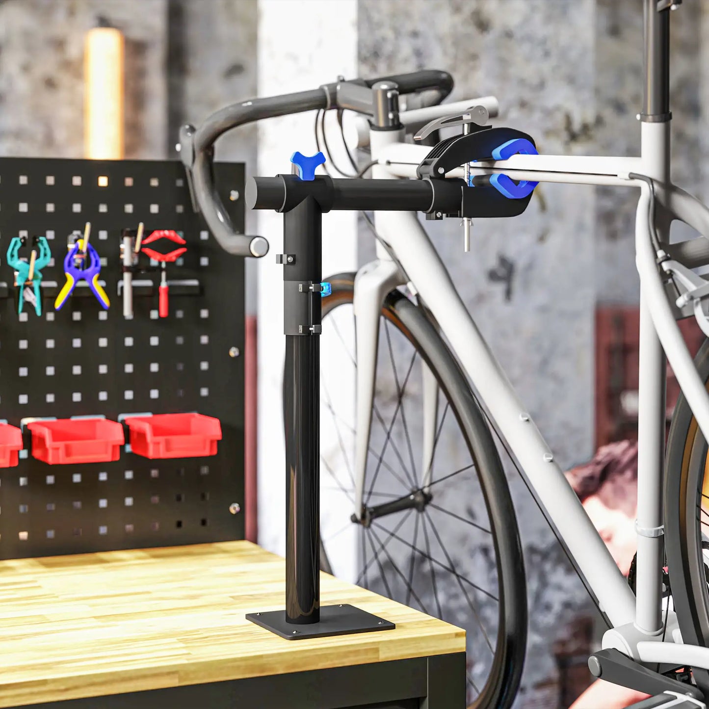 Bicycle Repair Stand, Wall Mount Rack with Adjustable Clamp Bike Repair Stands at Gallery Canada