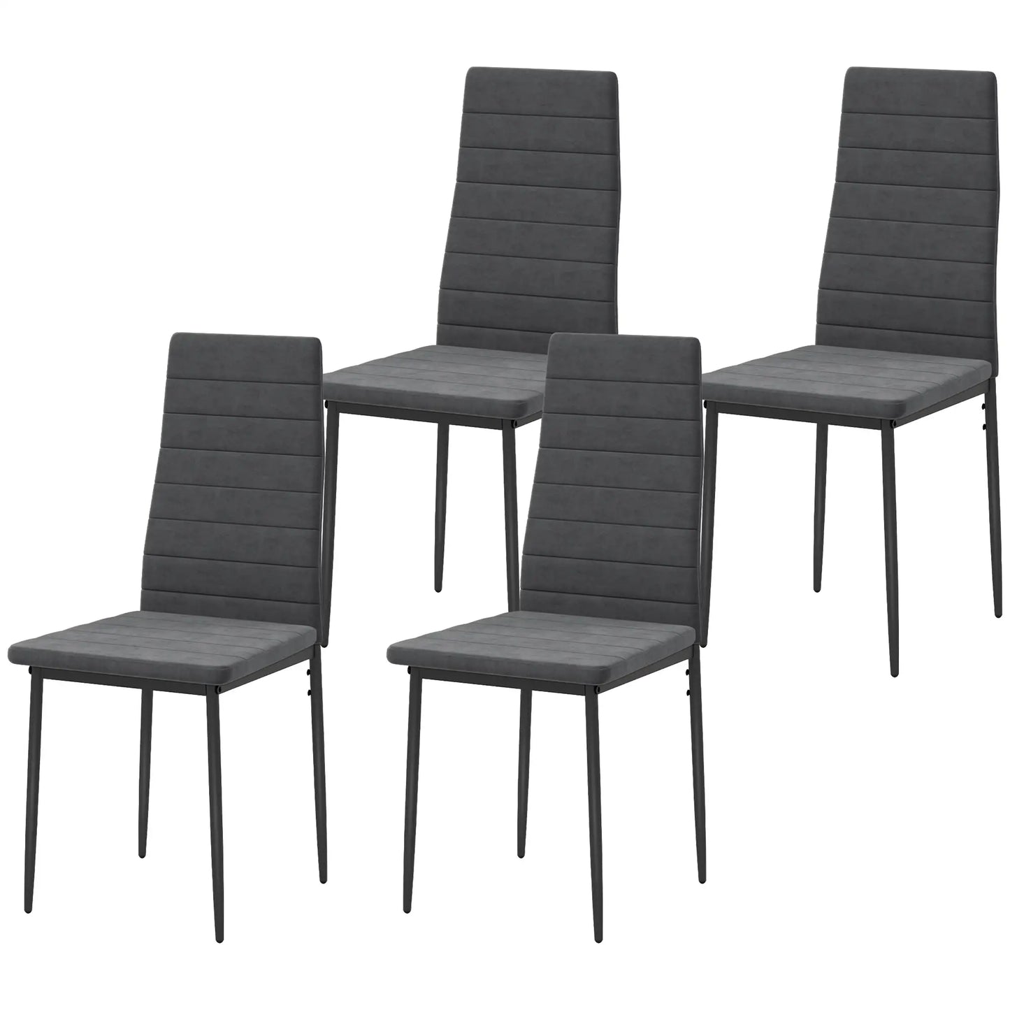 Modern Dining Chairs, Set of 4, High Back Upholstery, Metal Legs, Grey Dining Chairs at Gallery Canada
