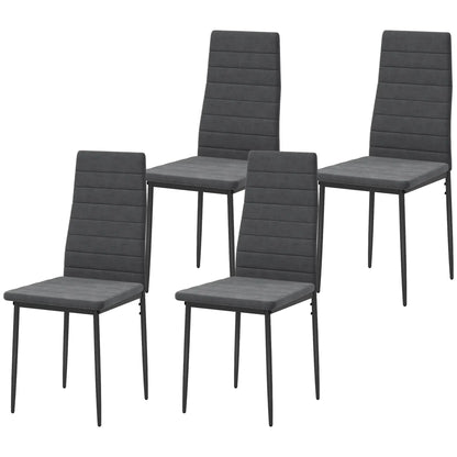 Modern Dining Chairs, Set of 4, High Back Upholstery, Metal Legs, Grey Dining Chairs at Gallery Canada