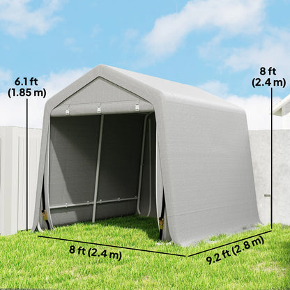 9.2' x 7.9' Garden Storage Tent, Metal Frame, Double Zipper Doors, Light Grey Portable Shed at Gallery Canada