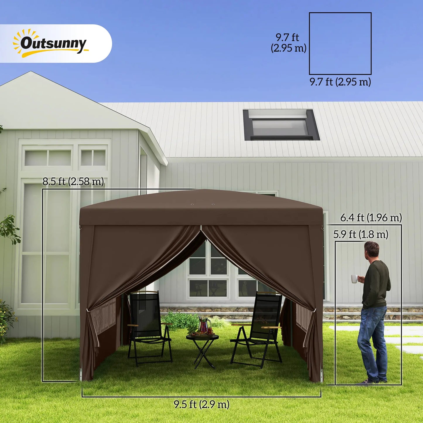 10'x10' Coffee Outdoor Pop Up Party Tent Wedding Gazebo Pop Up Canopies at Gallery Canada