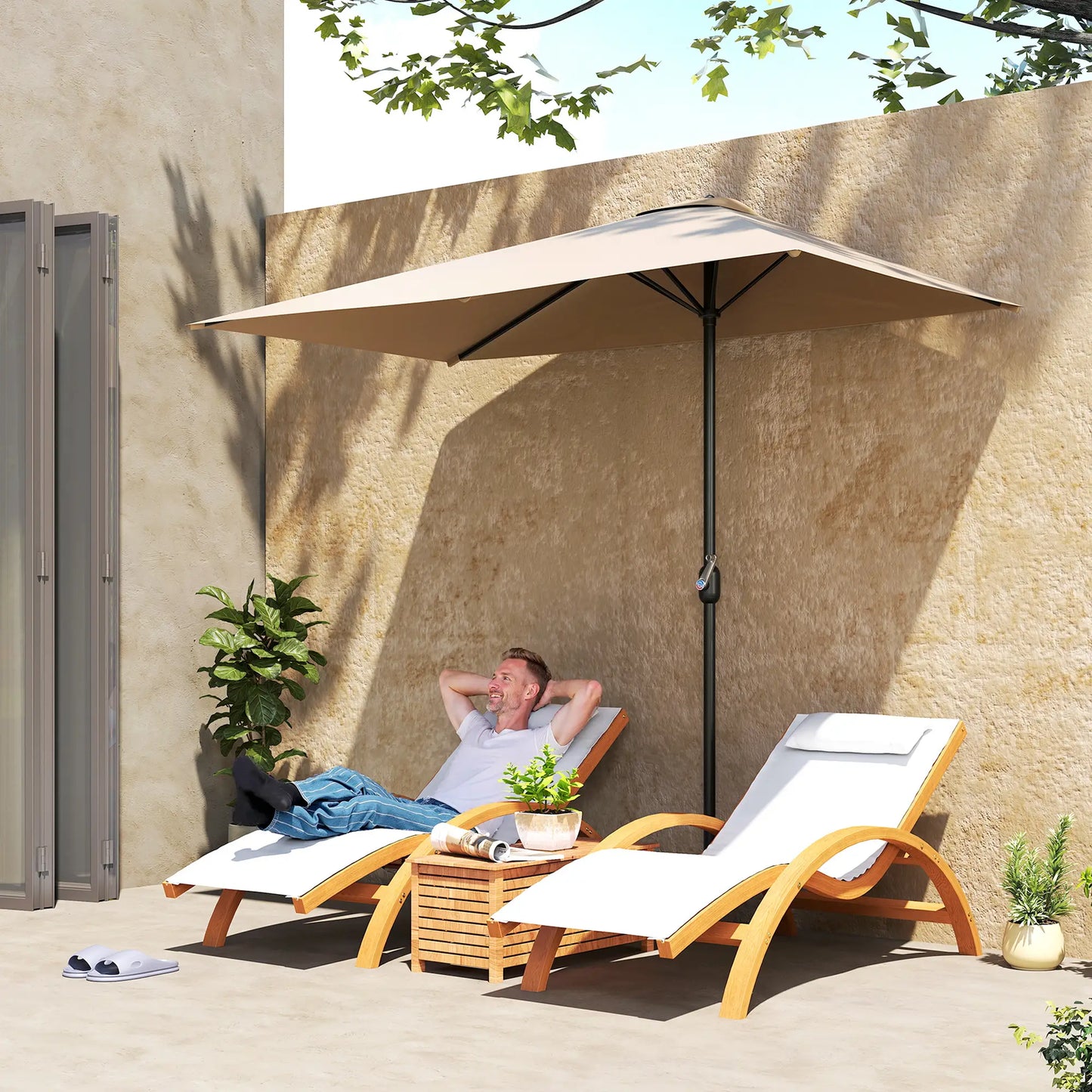8ft Half Round Outdoor Patio Umbrella, Sun Shade, 5 Ribs Half Round Umbrellas at Gallery Canada