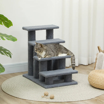 4-Step Carpeted Cat Scratching Post, Pet Stairs, Grey Cat Stairs at Gallery Canada