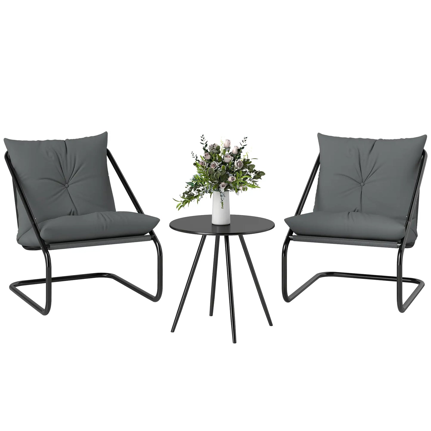 3 Piece Outdoor Bistro Set, 2 Chairs And Table, Light Grey Bistro Sets at Gallery Canada