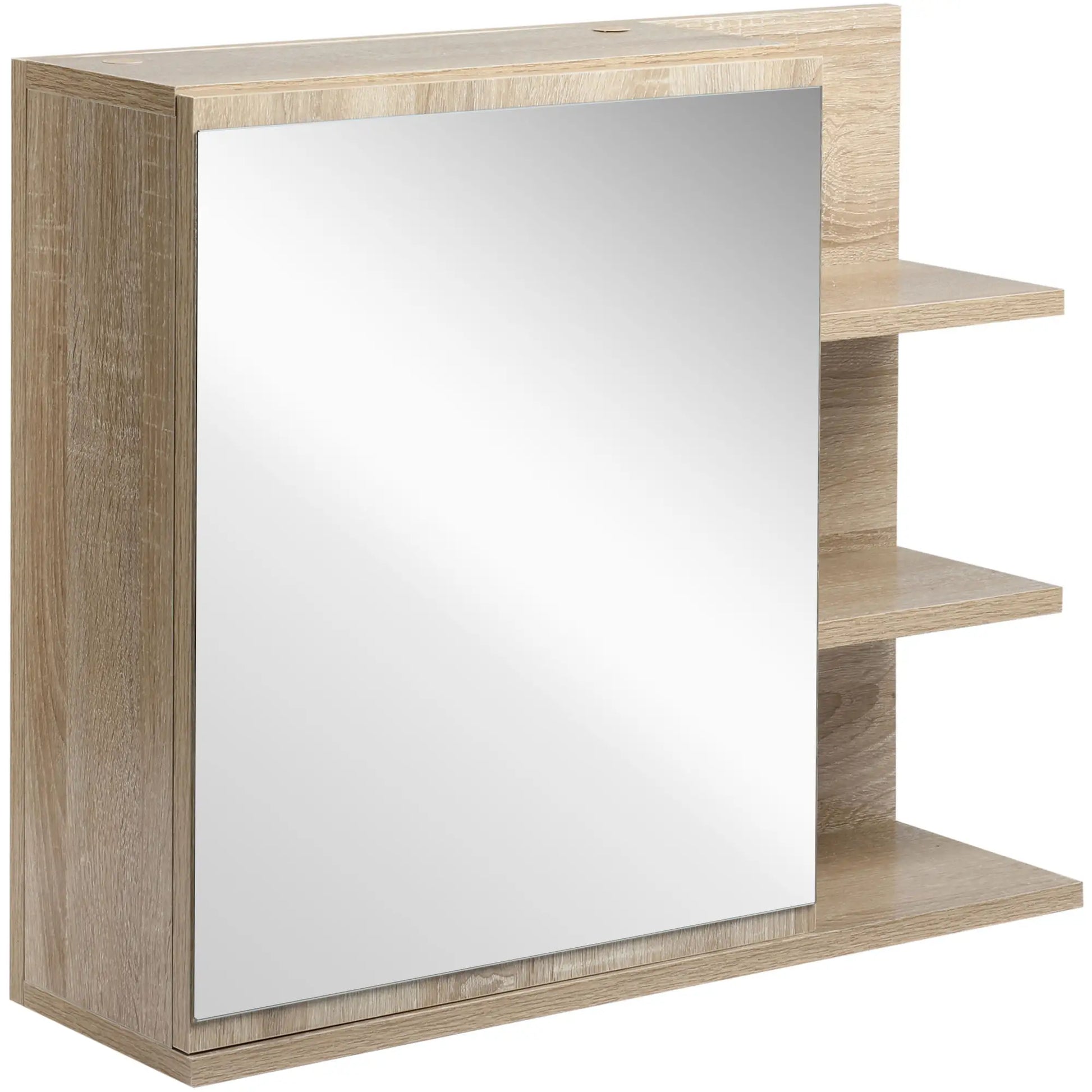 Medicine Cabinet with Mirror, Wall Mounted, 3 Open Shelves, Natural Mirror Medicine Cabinets at Gallery Canada