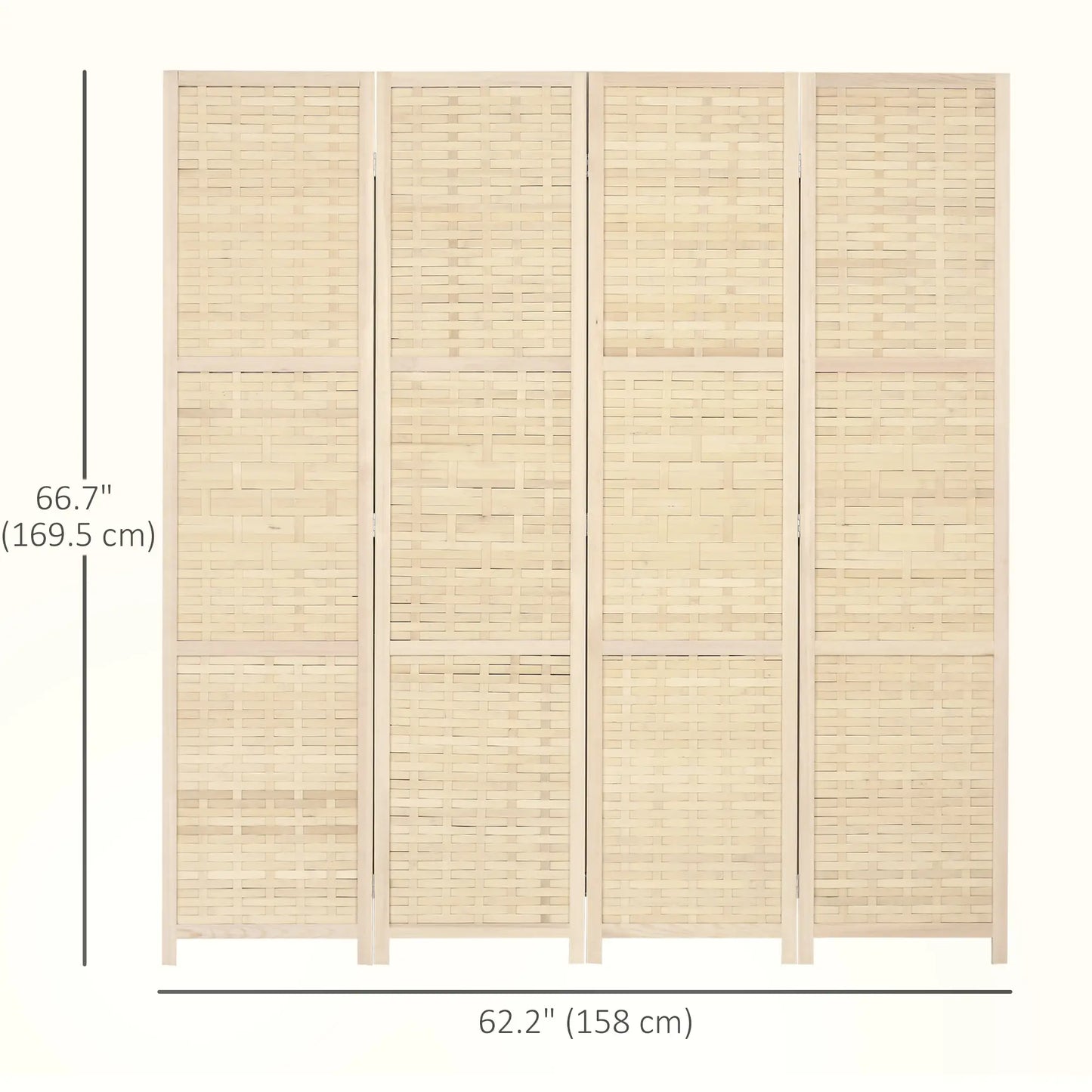 4-Panel Bamboo Room Divider, 5.6 FT, Natural Wood Privacy Screen Room Dividers at Gallery Canada