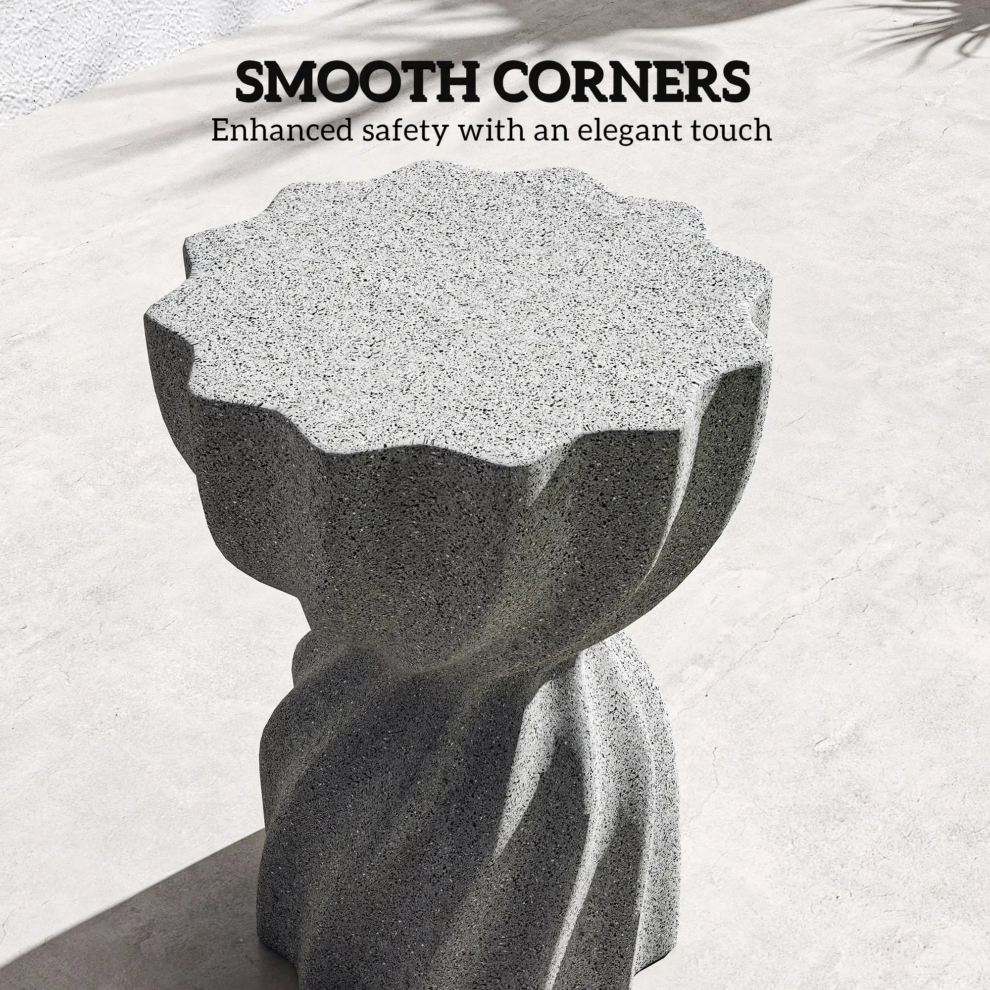 Spiral Garden Stool, Flower Top Outdoor Side Table, Grey Outdoor Benches at Gallery Canada