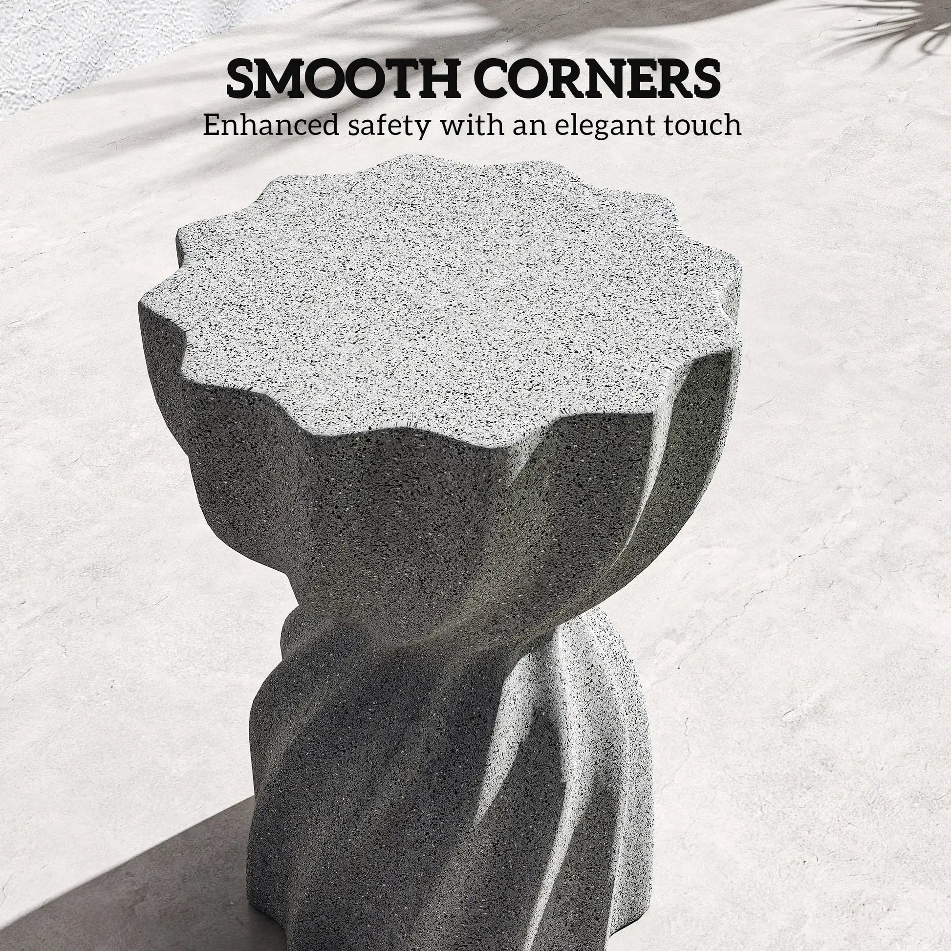 Spiral Garden Stool, Flower Top Outdoor Side Table, Grey Outdoor Benches at Gallery Canada