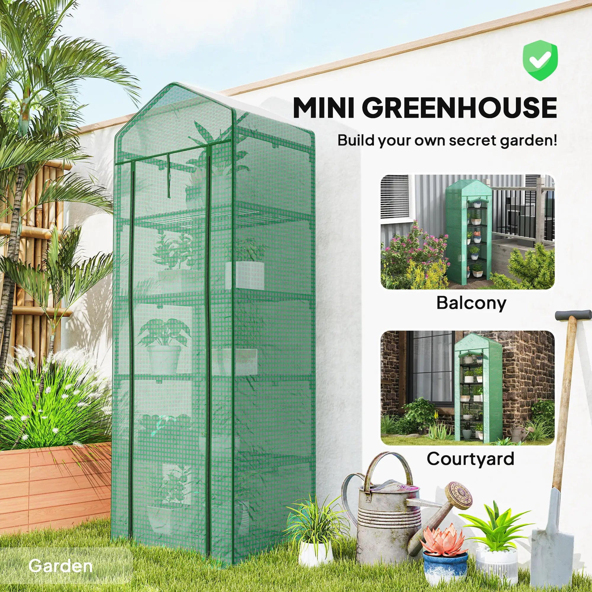 5 Tier Mini Greenhouse, Portable, Transparent, 27.25