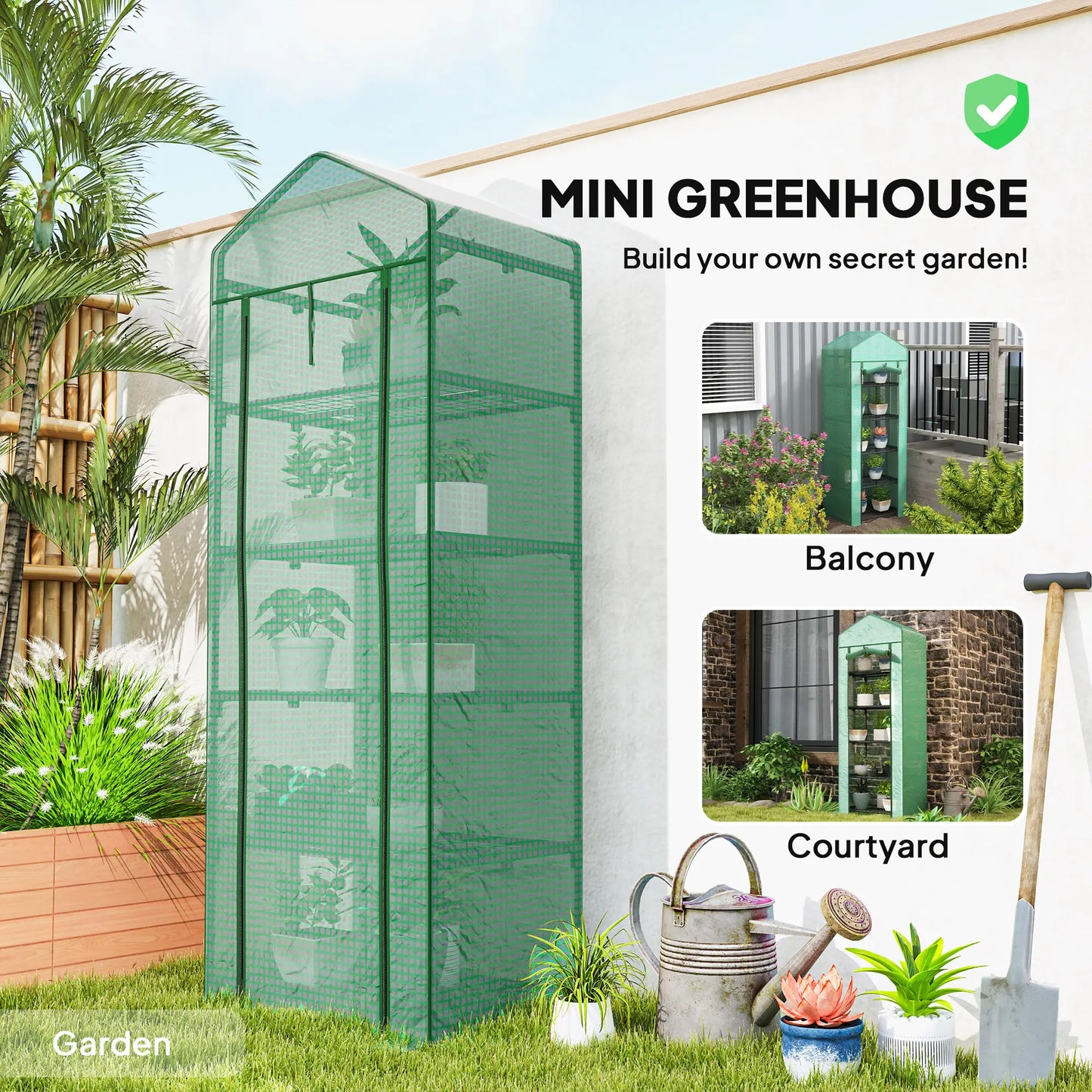 5 Tier Mini Greenhouse, Portable, Transparent, 27.25" x 19.25" x 76", Green Greenhouses at Gallery Canada
