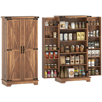 Armoire de cuisine de 47 pouces, étagères ajustables, marron