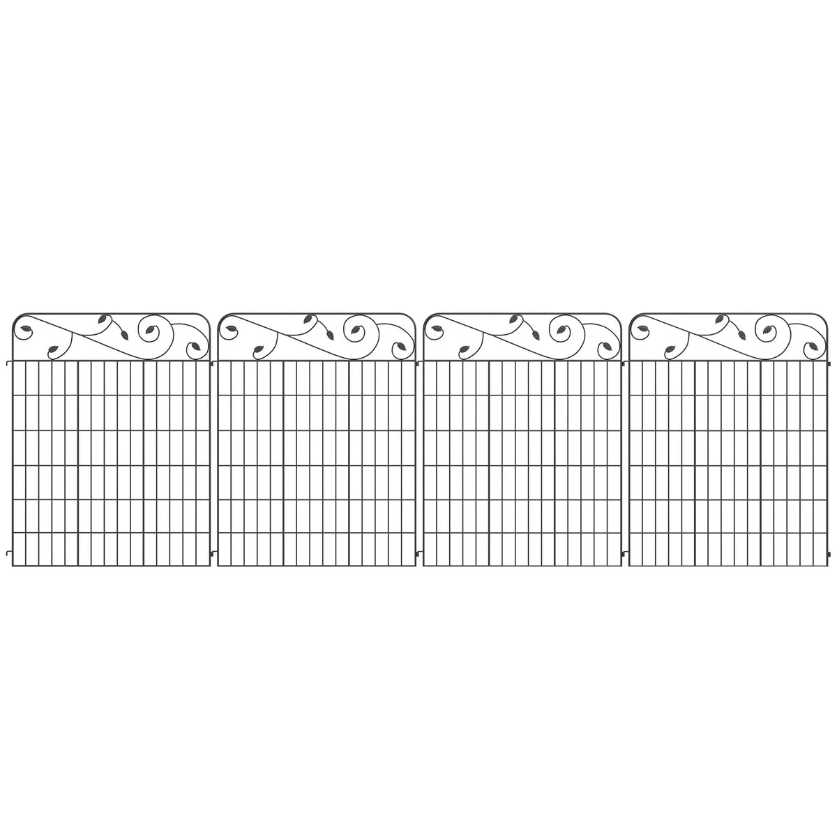 Outdoor Metal Garden Fence Panels, Animal Barrier, 4 Pack, Square Vines Garden Fences Black at Gallery Canada