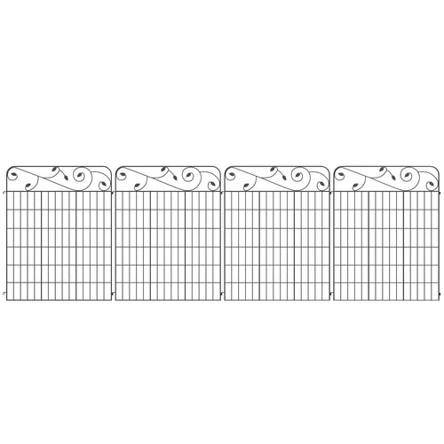 Outdoor Metal Garden Fence Panels, Animal Barrier, 4 Pack, Square Vines