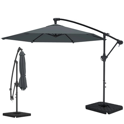 9.7 ft Offset Patio Umbrella, Water Sand Fillable Weights, Dark Grey Offset Cantilever Umbrellas Dark Grey at Gallery Canada