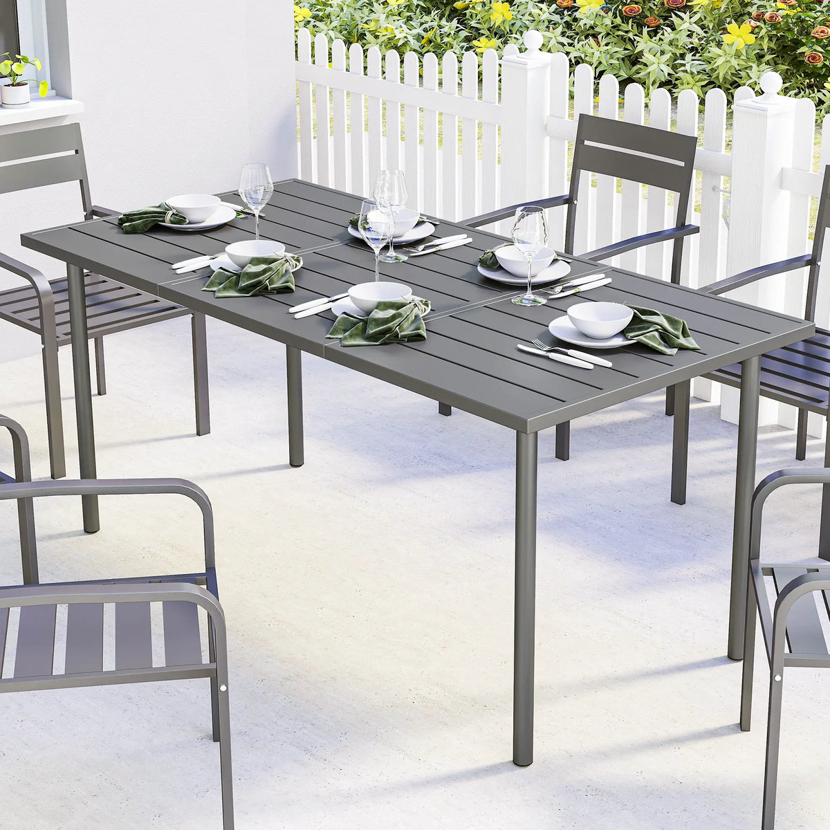 65" x 31.5" Outdoor Dining Table, Metal Rectangular Patio Table, Seats 6 Patio Dining Tables at Gallery Canada