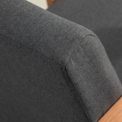 Mid-Century Modern Accent Chair, Retro Fabric Armchair, Wooden Arm, Grey Accent Chairs at Gallery Canada