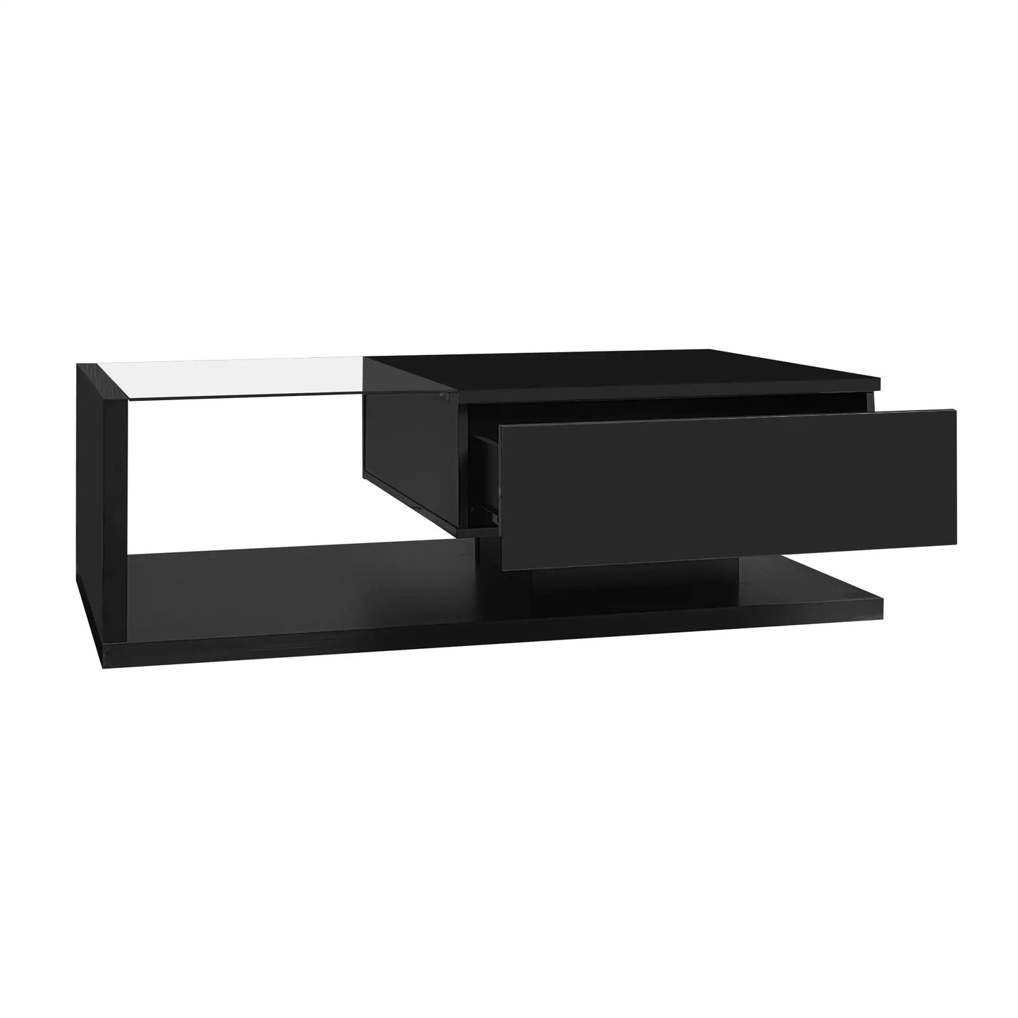 Coffee Table, Glass Top with LED, 41.5" L x 21.5" W x 12.5" H, Black Coffee Tables at Gallery Canada