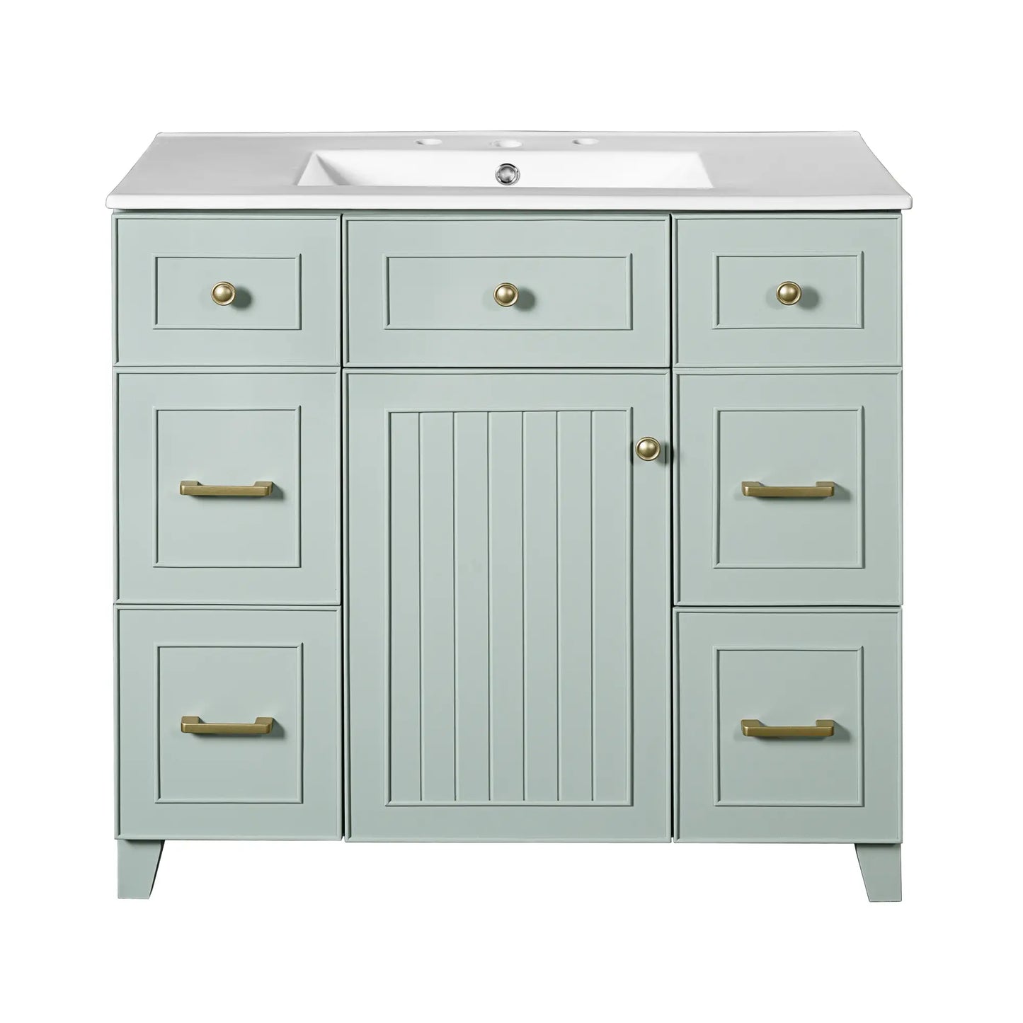 Bathroom Vanity, Ceramic Sink, Soft-Close Doors, 36" L x 18" W x 34" H, Green Sink Cabinets Green at Gallery Canada