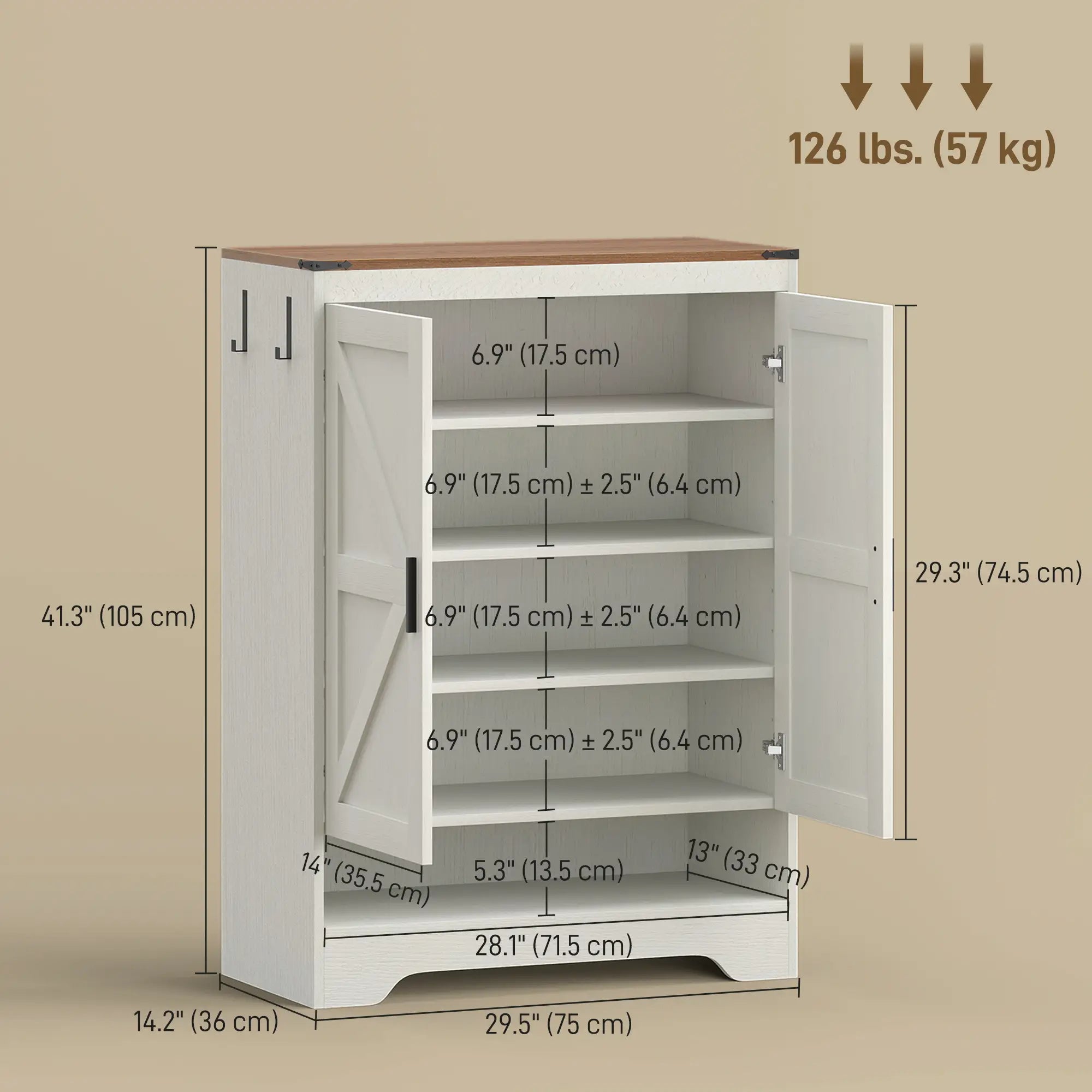 5-Tier Shoe Storage Cabinet, 15 Pairs, White Shoe Storage Cabinets & Racks at Gallery Canada
