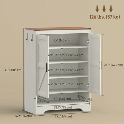 5-Tier Shoe Storage Cabinet, 15 Pairs, White Shoe Storage Cabinets & Racks at Gallery Canada
