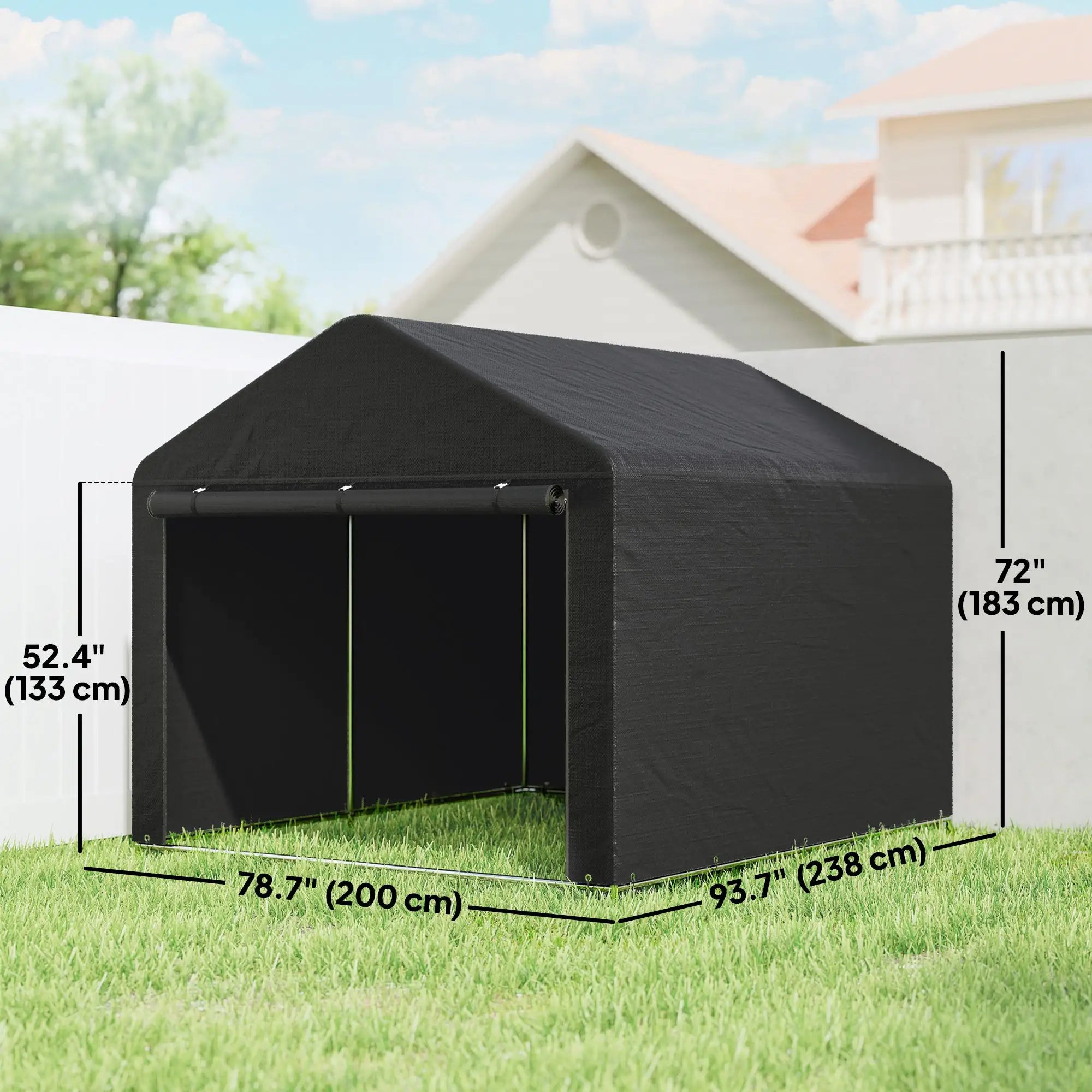 6.6' x 7.8' Portable Shed, Waterproof Bike Tent, Black Sheds at Gallery Canada