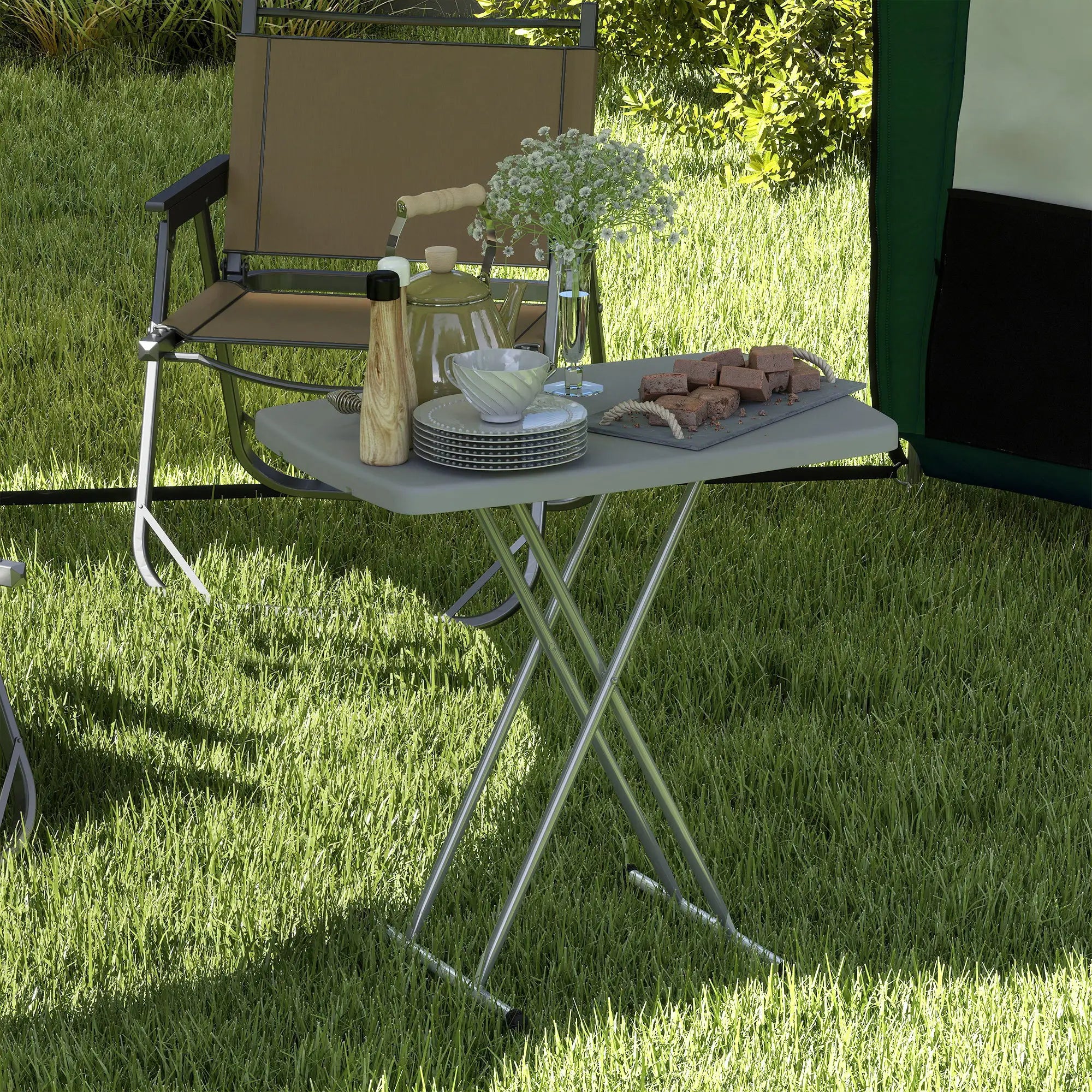 Portable Patio Side Table, Height Adjustable, Folding, Dark Grey Patio Side Tables at Gallery Canada