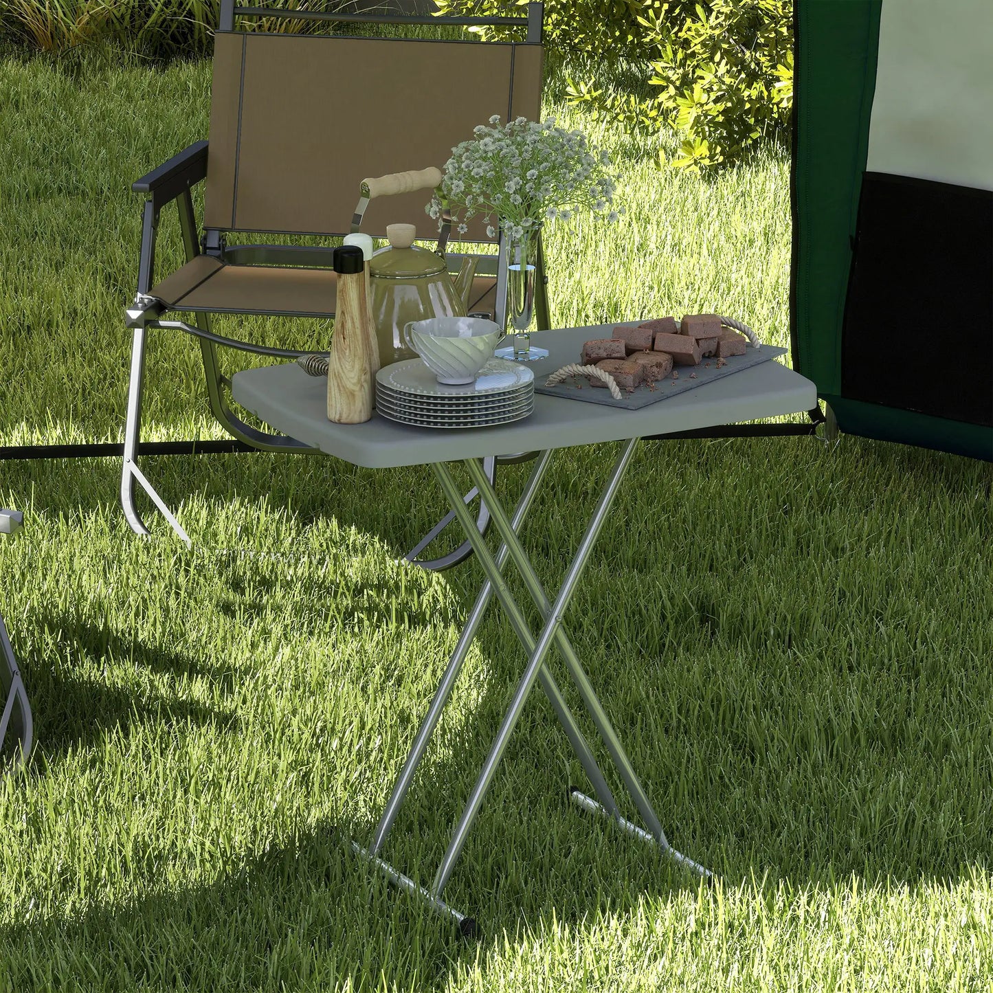 Portable Patio Side Table, Height Adjustable, Folding, Dark Grey Patio Side Tables at Gallery Canada