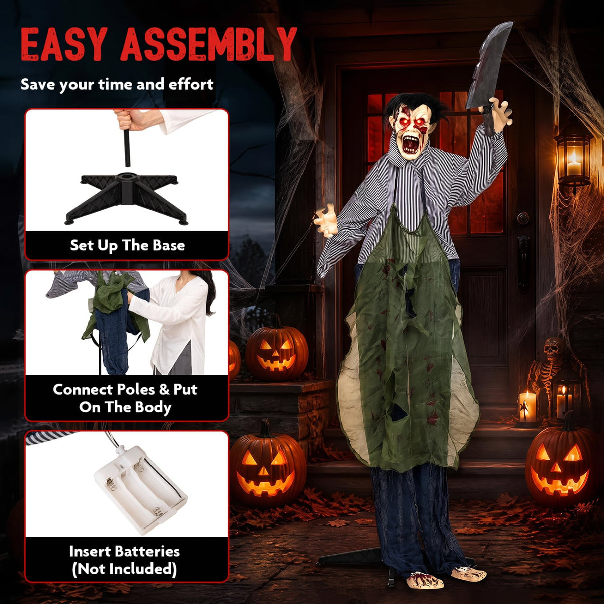 Zombie Halloween Outdoor Decoration, Glowing Eyes