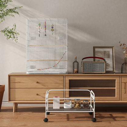 43" Bird Cage With Rolling Stand, Toys, For Budgies Canaries, White Bird Cages at Gallery Canada
