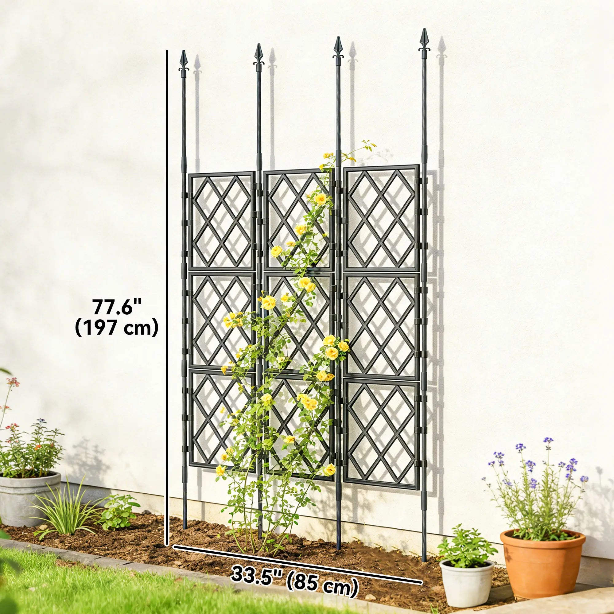 Foldable Garden Trellis, 33.5 x 77.6 Inch, Lattice Climbing Support, Black Plant Stands at Gallery Canada