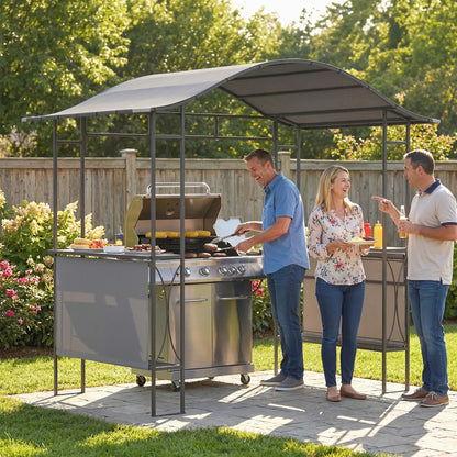 8' x 5' Grill Gazebo Canopy, Outdoor BBQ Shelter, Dark Grey BBQ Grill Gazebos at Gallery Canada