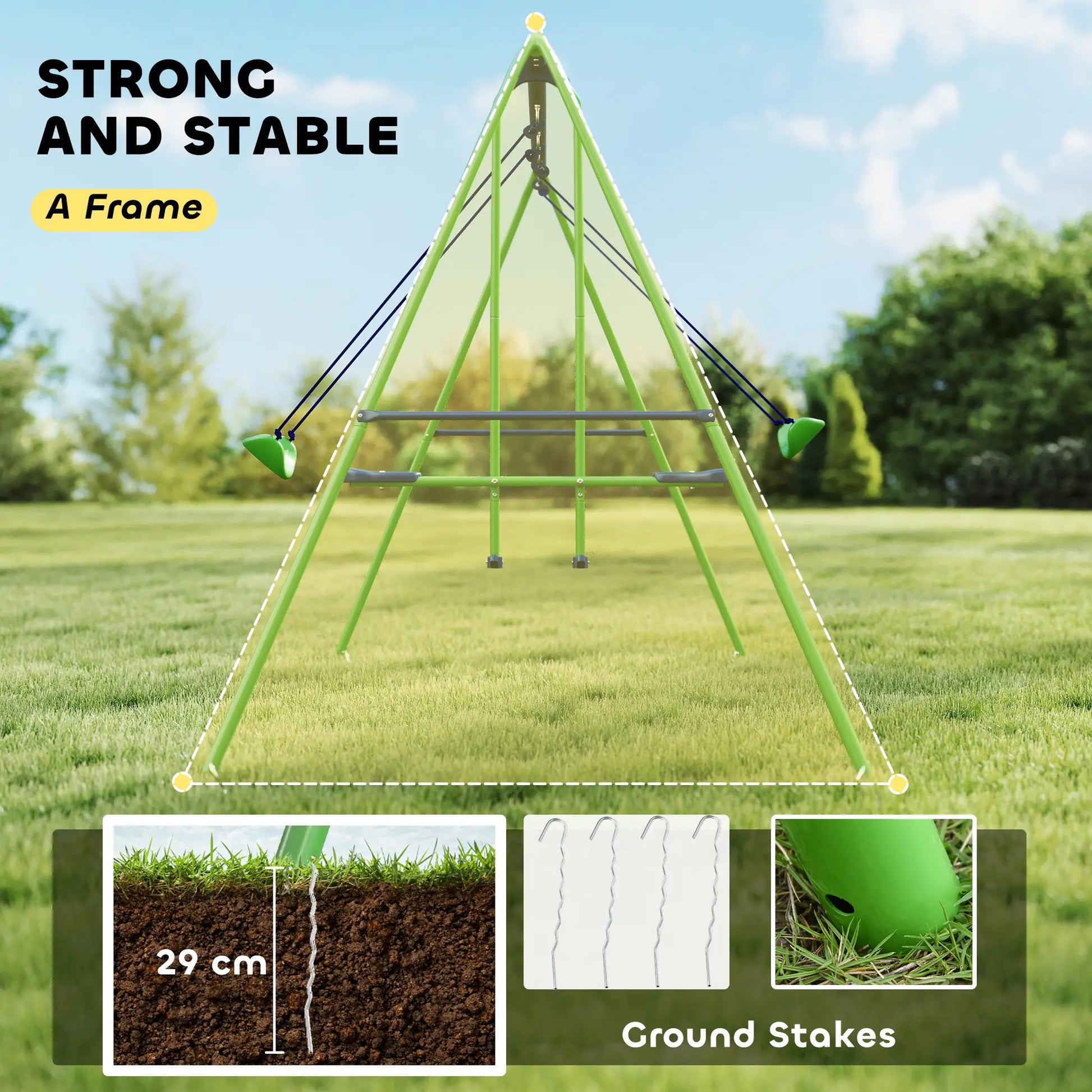 3 in 1 Metal Swing Set, Double Swings, Glider, Green Gym Sets & Swings at Gallery Canada