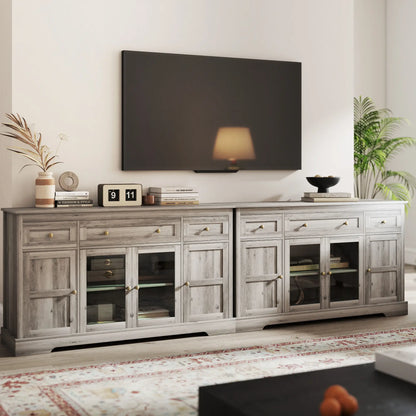 Sideboard Buffet Cabinet, Coffee Bar with Glass Doors, Adjustable Shelves, Weathered Grey Oak, Grey Bar Cabinets at Gallery Canada