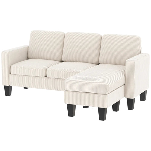 L Shaped Sectional Sofa, With Chaise Or Ottoman, Cream White
