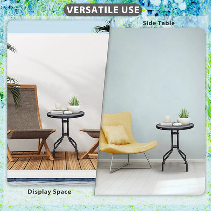 24" Round Patio Table, Tempered Glass Top, Steel Frame, Outdoor Dining Patio Side Tables at Gallery Canada