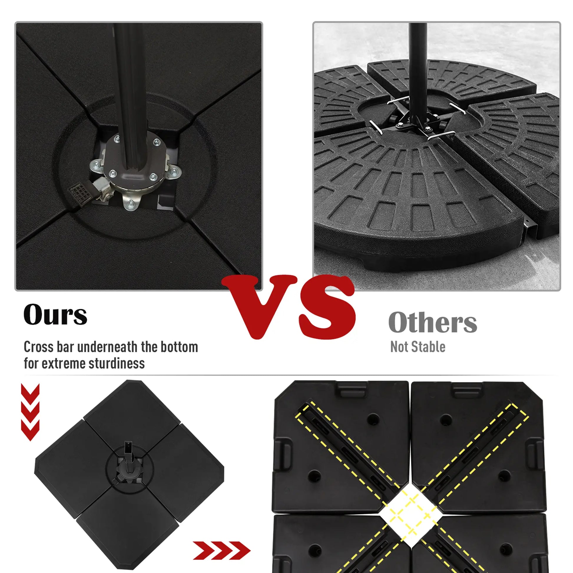 4Pcs Cantilever Umbrella Stand, Fill w/ Sand or Water, Black Umbrella Bases at Gallery Canada