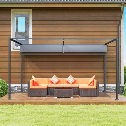 13' x 10' Patio Pergola, Retractable Canopy, Dark Grey Pergolas at Gallery Canada