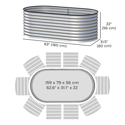 Galvanized Raised Garden Bed, 5 x 2.5 x 2 ft, Oval Planter Box, Silver Galvanized Planter Boxes at Gallery Canada