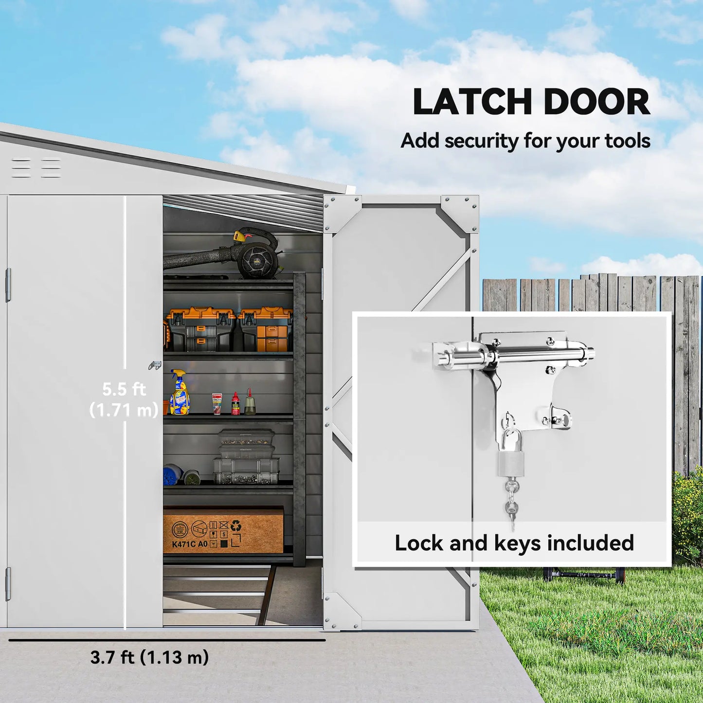 4.6' x 9' Steel Outdoor Storage Shed, Lean To Metal Tool House, White Sheds at Gallery Canada