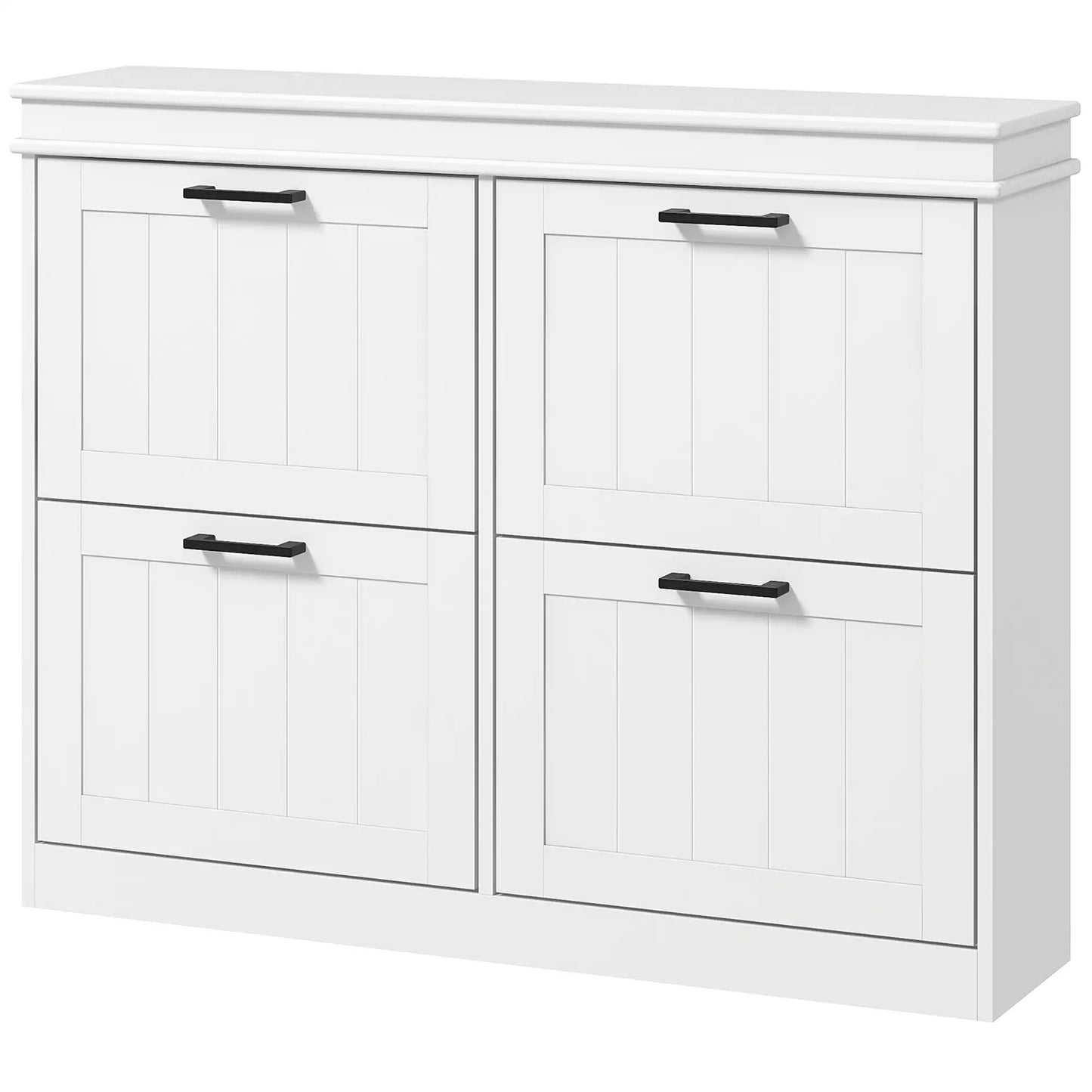 Shoe Storage Cabinet, 4 Flip Drawers, Adjustable Shelves, 20 Pairs, White Shoe Storage Cabinets & Racks White at Gallery Canada
