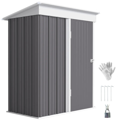 Outdoor Storage Shed, Steel Lean-To, Adjustable Shelf, 5'x3'x6', Grey Sheds Grey at Gallery Canada